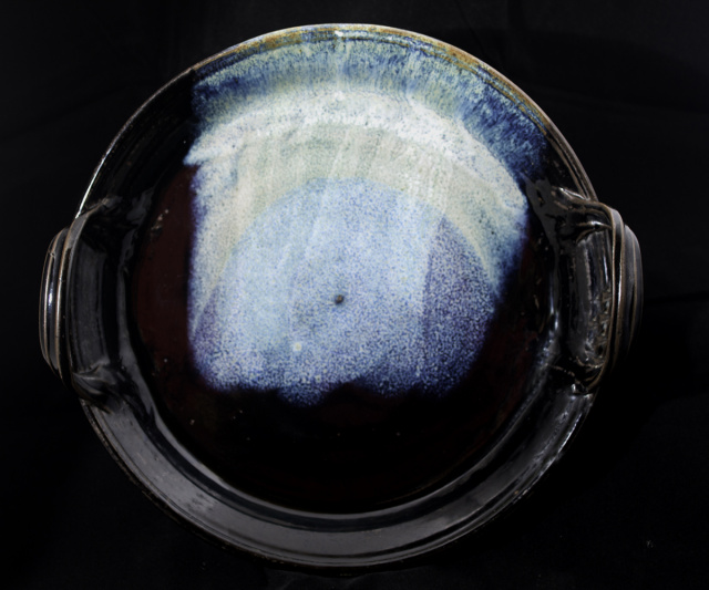 Black and Blue Handled Plate 14"